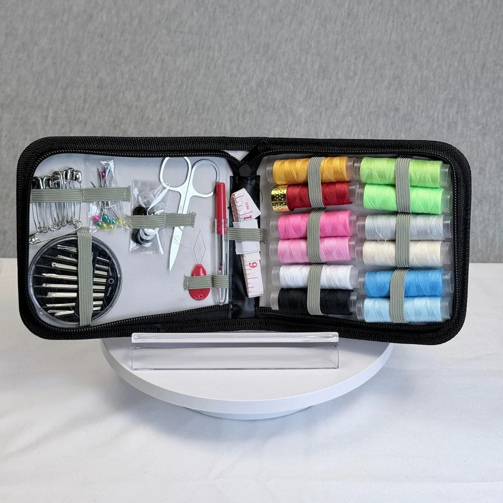 Portable Sewing Kit Travel Set Paisley Zipper Case Thread Needles Scissors Tools